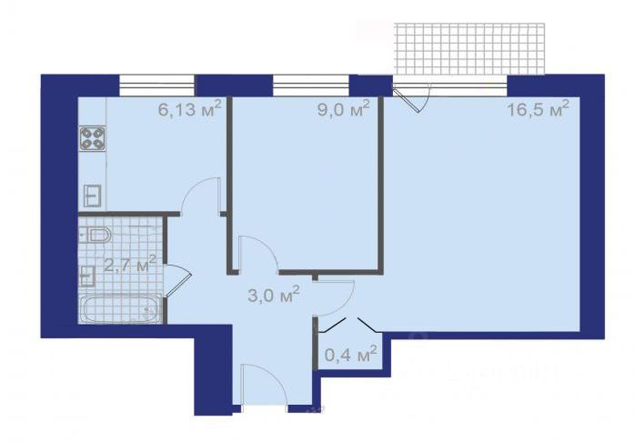 2-комн. квартира, 37,9 м², 6/9 этаж