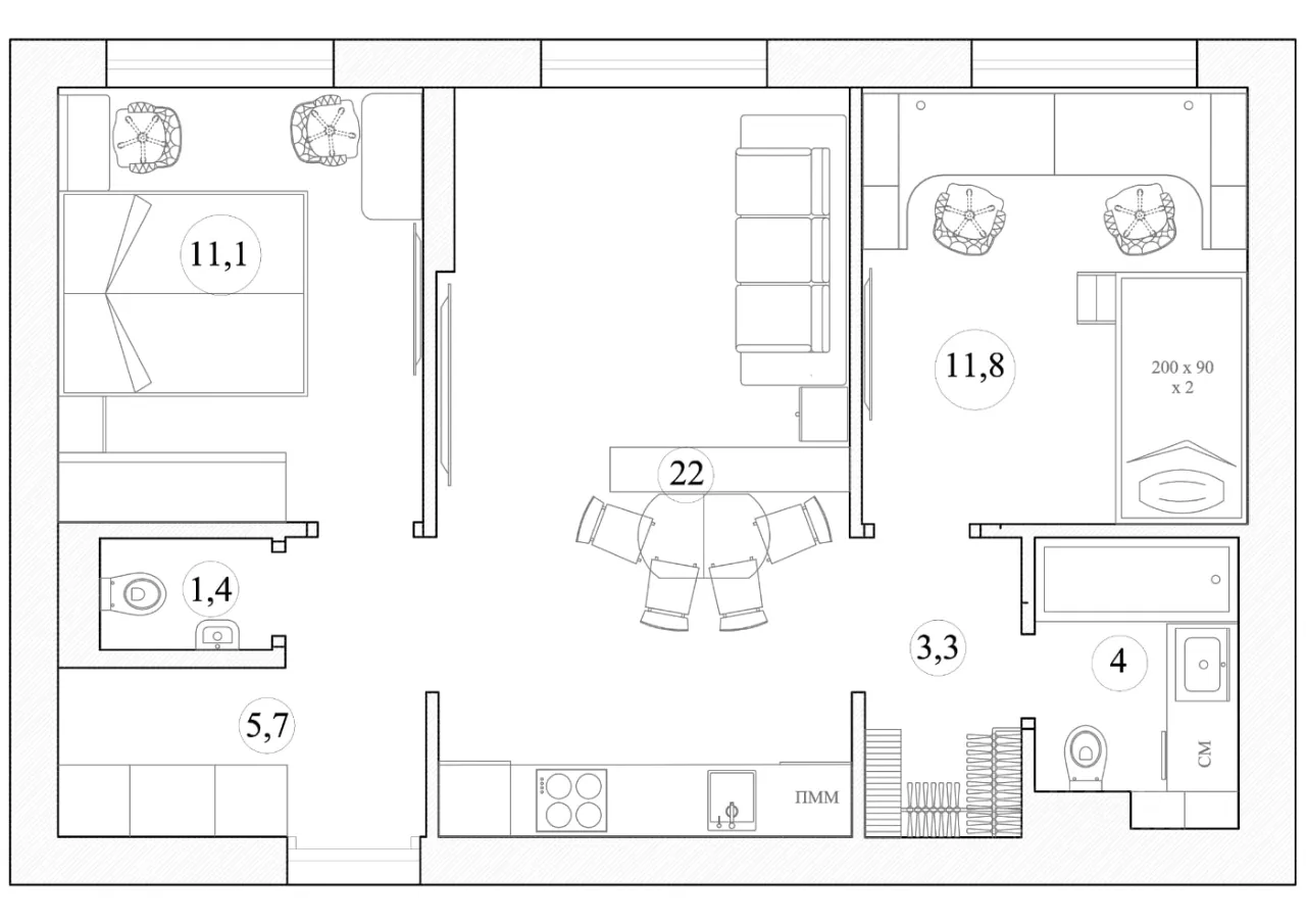 2-комн. квартира, 58 м², 31/34 этаж