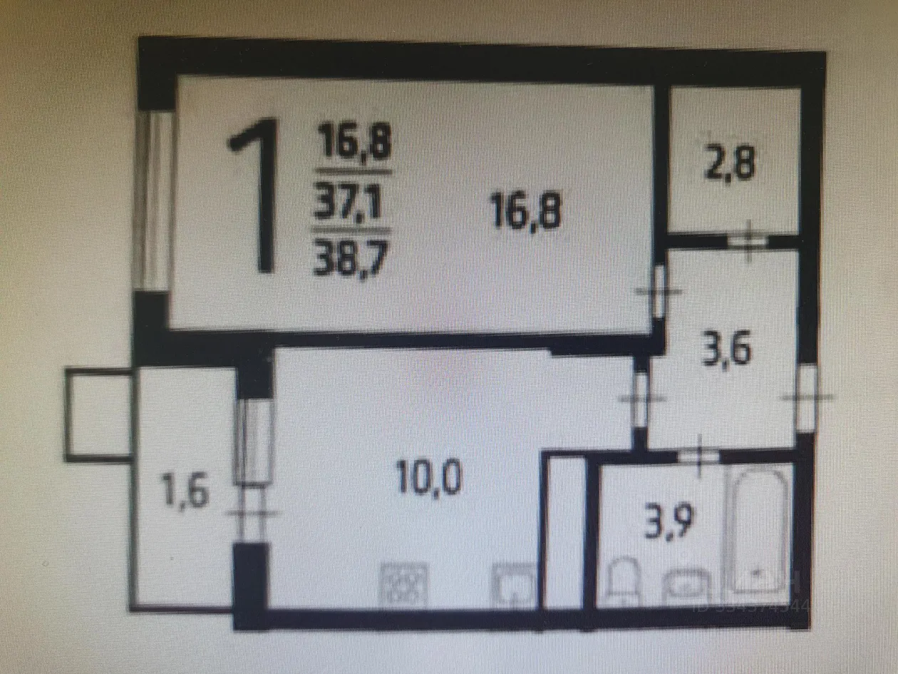 1-комн. квартира, 37,1 м², 9/17 этаж