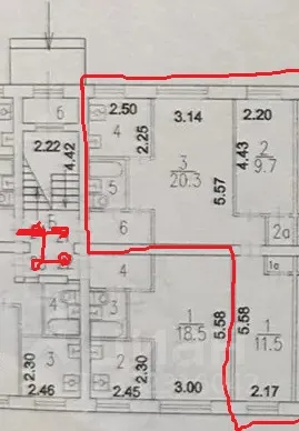 3-комн. квартира, 55 м², 1/5 этаж