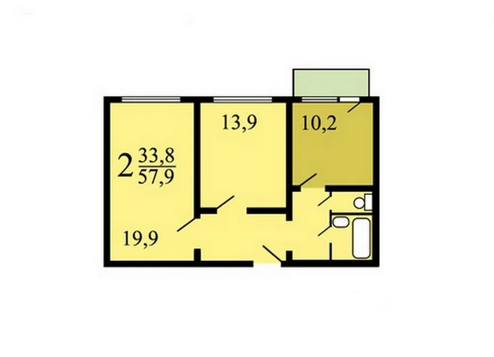 2-комн. квартира, 58 м², 6/22 этаж